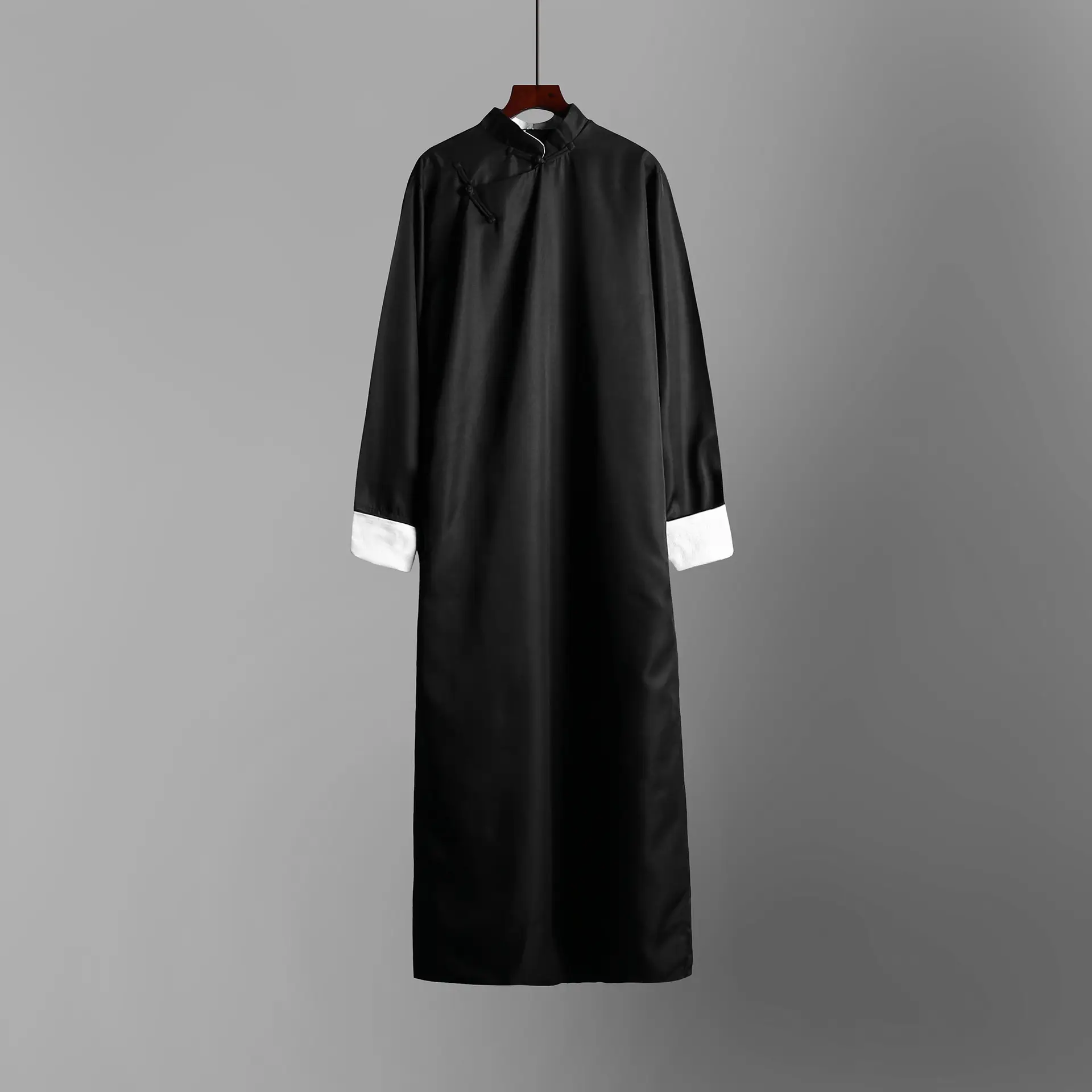 Men Chinese Robe Vest Long Shirt Cross Talk Gown Performance Clothing - Image 2