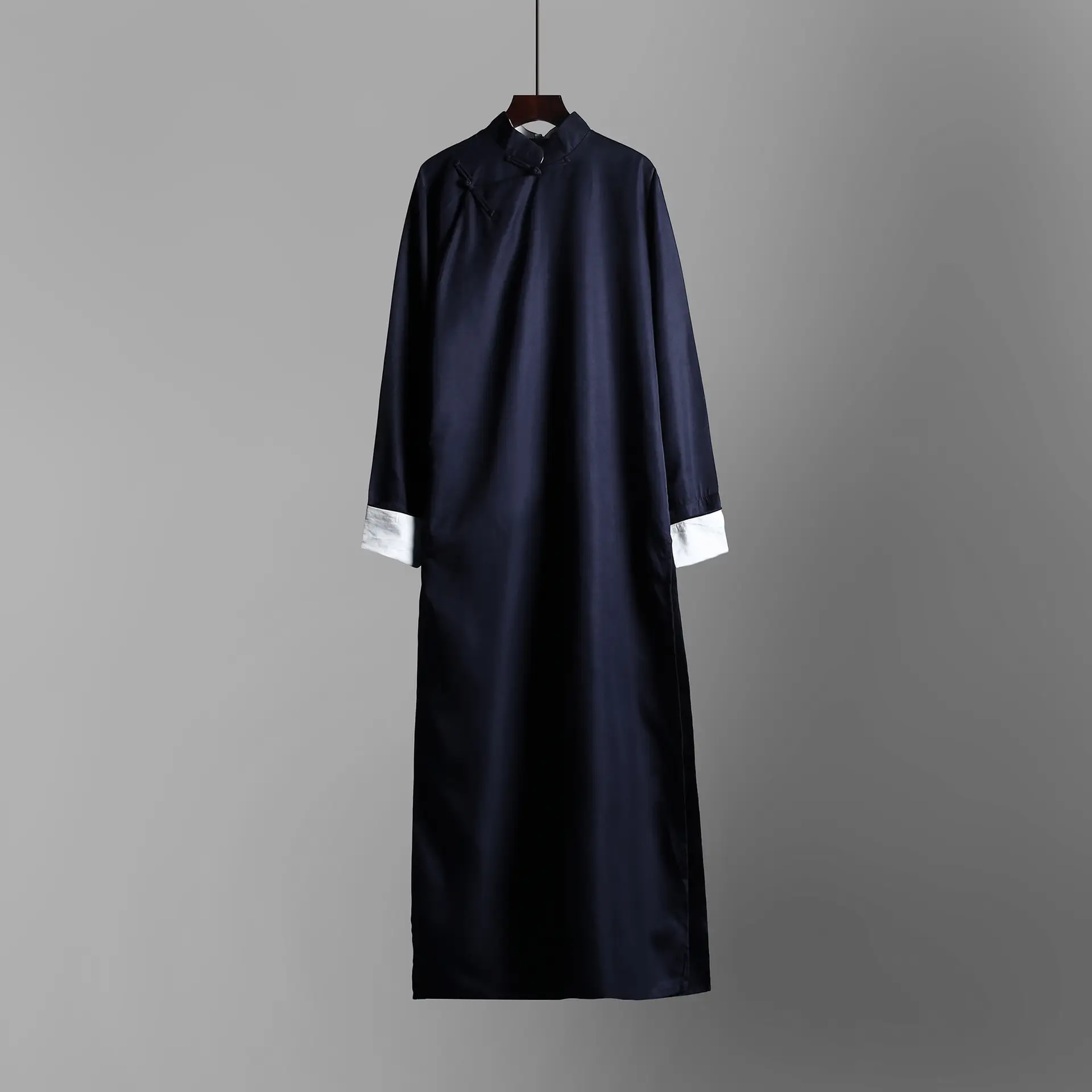 Men Chinese Robe Vest Long Shirt Cross Talk Gown Performance Clothing - Image 3