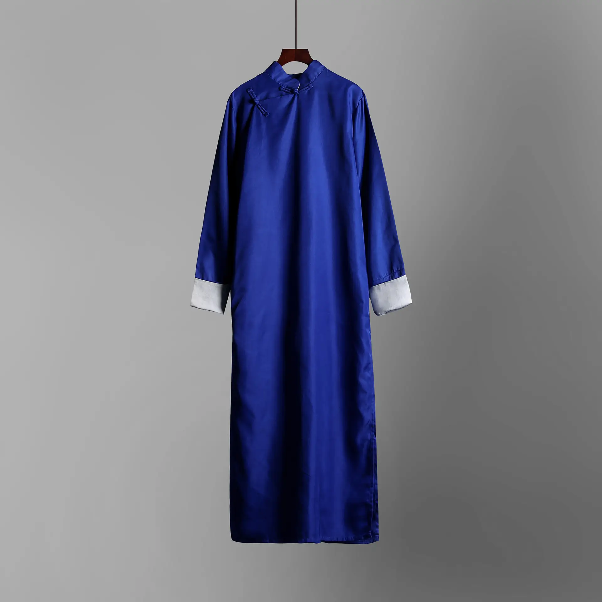 Men Chinese Robe Vest Long Shirt Cross Talk Gown Performance Clothing - Image 5
