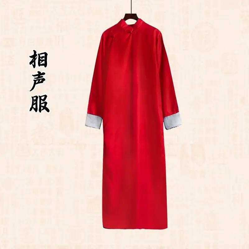 Men Chinese Robe Vest Long Shirt Cross Talk Gown Performance Clothing - Image 6