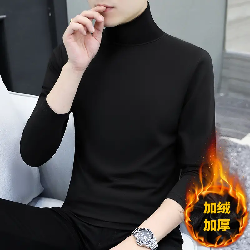 Men Grey Cotton Long Sleeve T-Shirt Mid Neck - Image 27