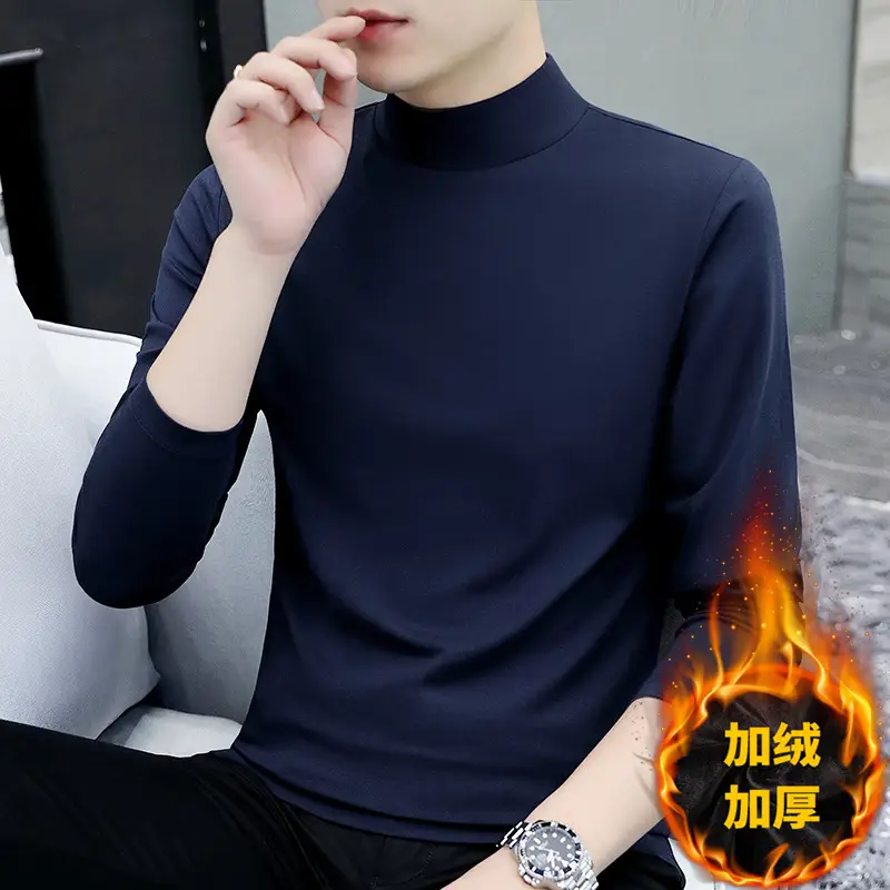 Men Grey Cotton Long Sleeve T-Shirt Mid Neck - Image 13