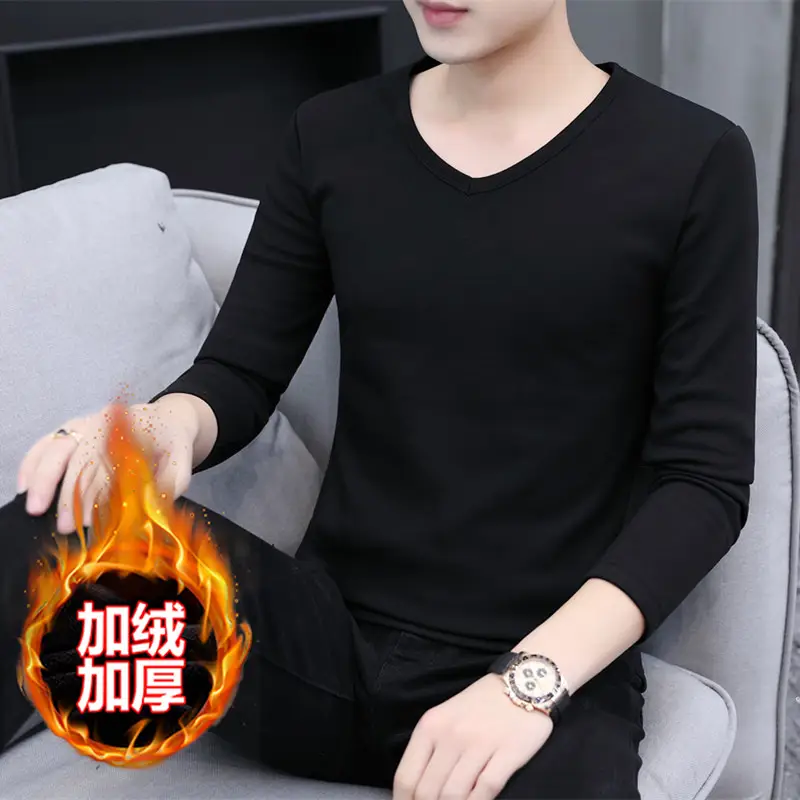 Men Grey Cotton Long Sleeve T-Shirt Mid Neck - Image 22