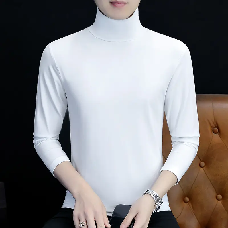 Men Grey Cotton Long Sleeve T-Shirt Mid Neck - Image 7