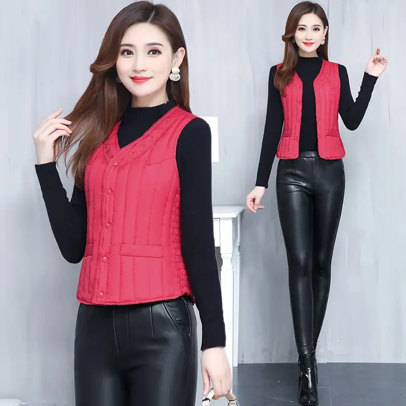 Purple Cotton Vests for Women Autumn Winter Warm Clothing - Image 10
