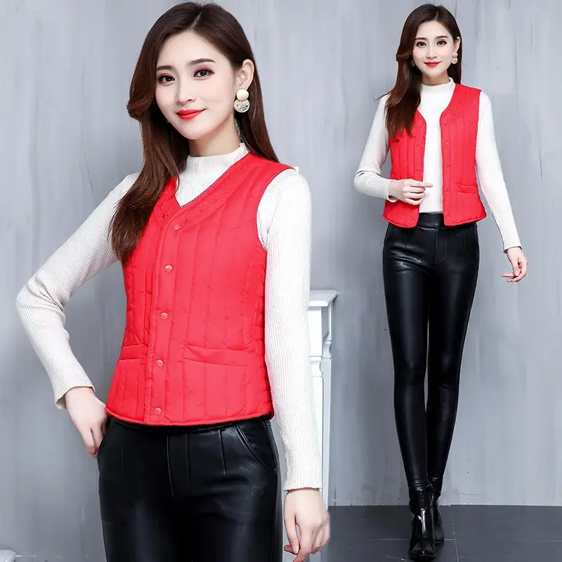 Purple Cotton Vests for Women Autumn Winter Warm Clothing - Image 11