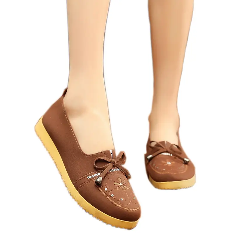 Spring Autumn Old Beijing Cloth Shoes Shallow Mouth Slip-on Middle-aged and Elderly Mother Shoes Foreign Trade Women's Shoes Casual Canvas Shoes