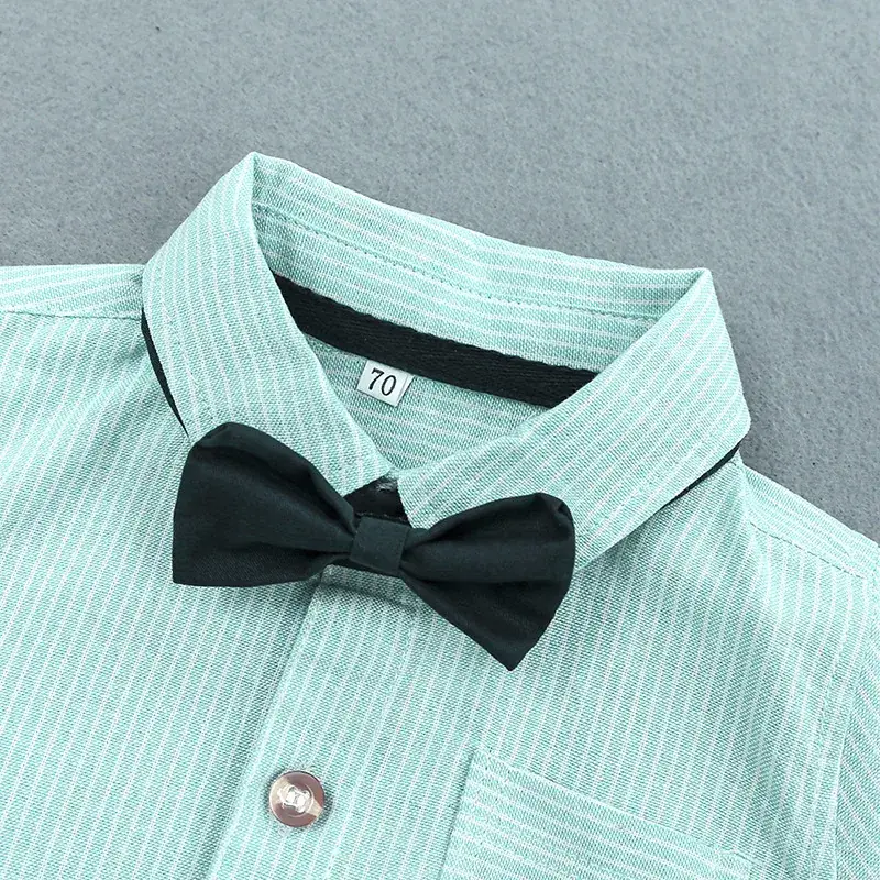 Boys Cotton Shorts Set Mint Bowtie 2025 - Image 2