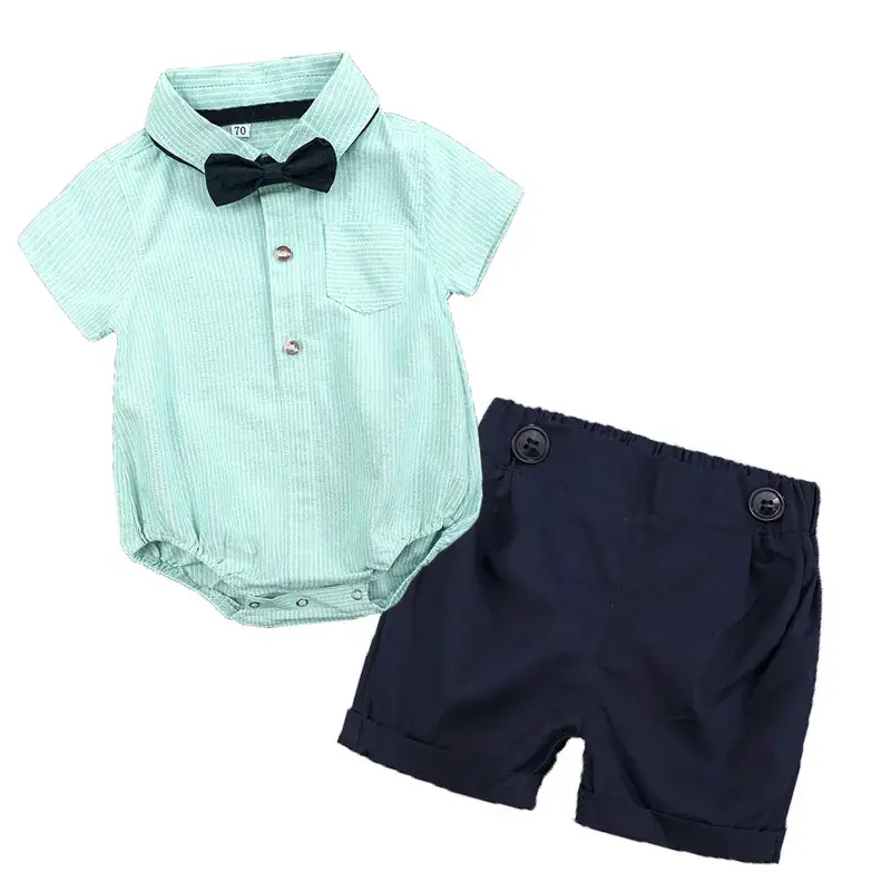 Boys Cotton Shorts Set Mint Bowtie 2025 - Image 5