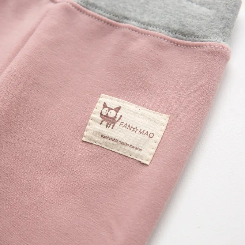 97% Cotton Girls Leggings Pink Grey Contrast - Image 9