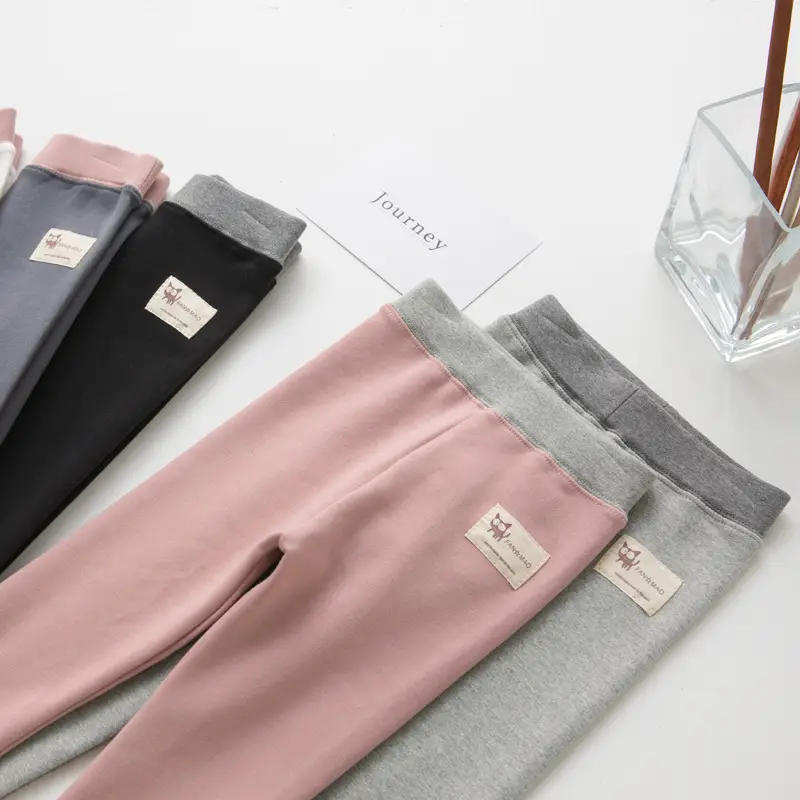 97% Cotton Girls Leggings Pink Grey Contrast - Image 10