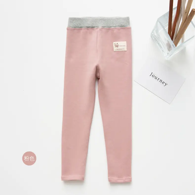 97% Cotton Girls Leggings Pink Grey Contrast - Image 4