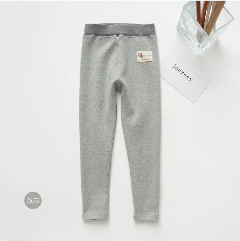 97% Cotton Girls Leggings Pink Grey Contrast - Image 5