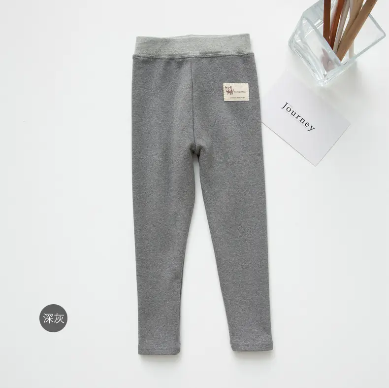 97% Cotton Girls Leggings Pink Grey Contrast - Image 6