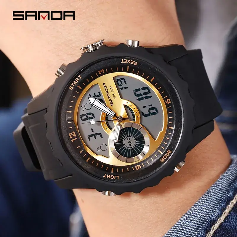 Sanda Multifunctional Waterproof Electronic Watch Black - Image 9
