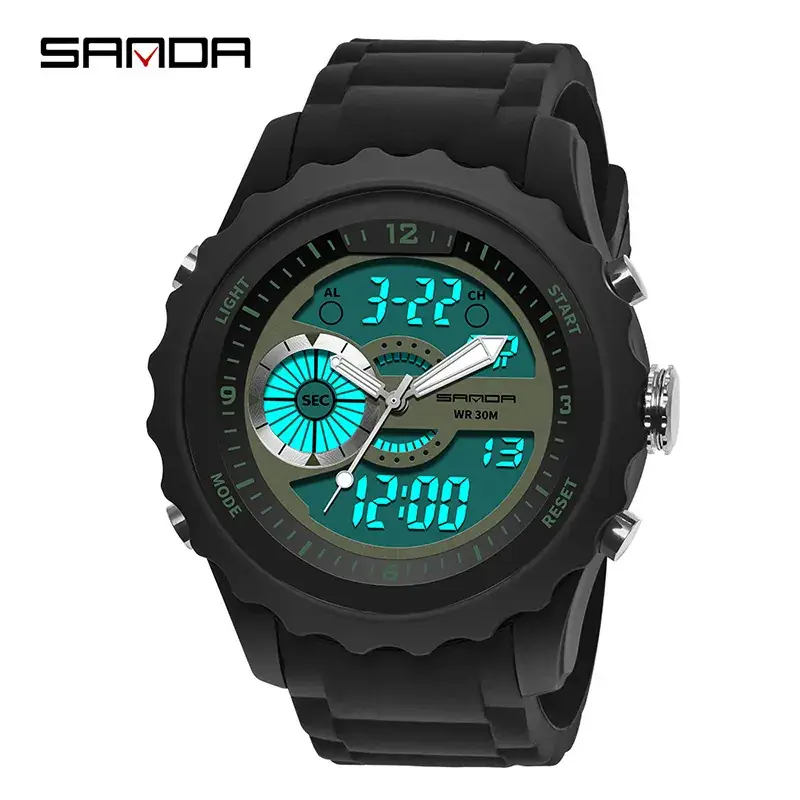 Sanda Multifunctional Waterproof Electronic Watch Black - Image 12
