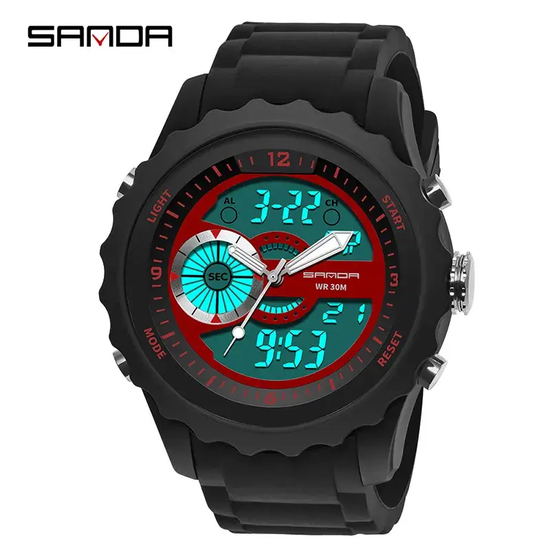 Sanda Multifunctional Waterproof Electronic Watch Black - Image 4