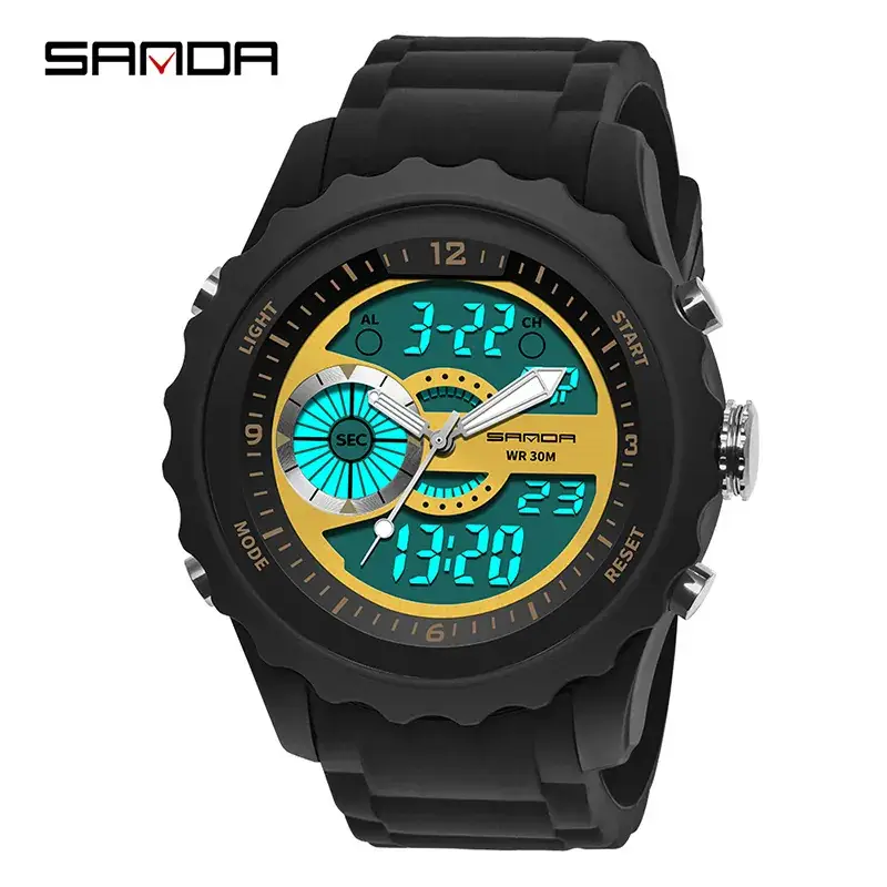 Sanda Multifunctional Waterproof Electronic Watch Black - Image 5