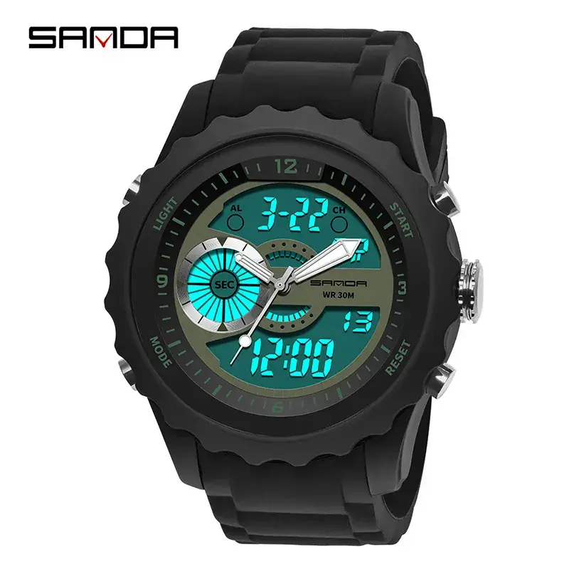 Sanda Multifunctional Waterproof Electronic Watch Black - Image 6