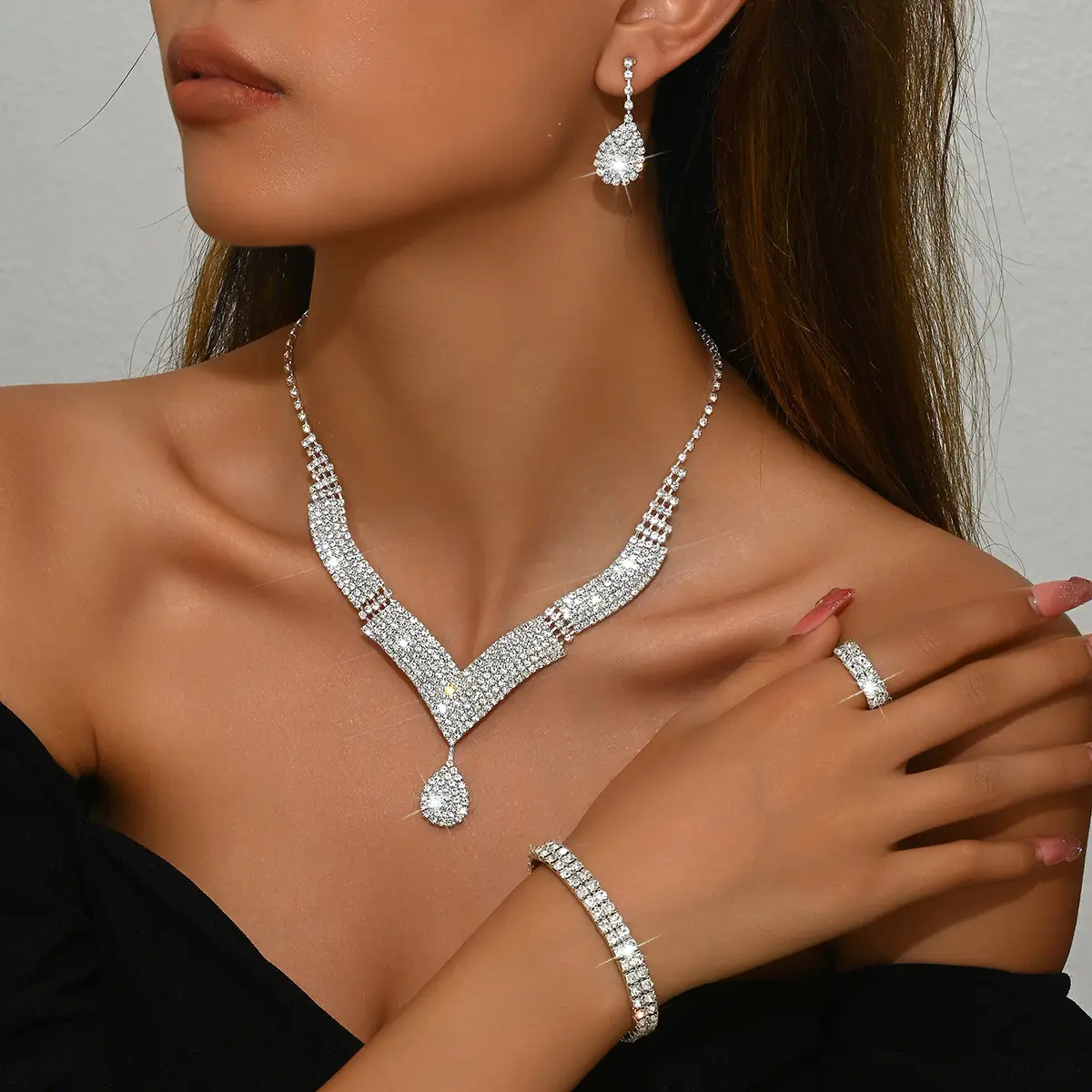 European & American Wedding Jewelry Set for Women - Image 3