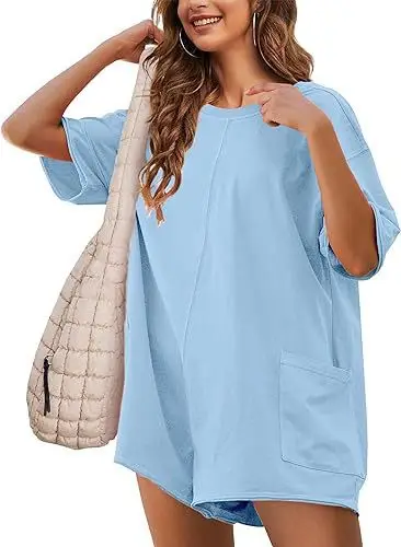 Blue 2024 Summer V-Neck Pocket Jumpsuit for Women - Image 15
