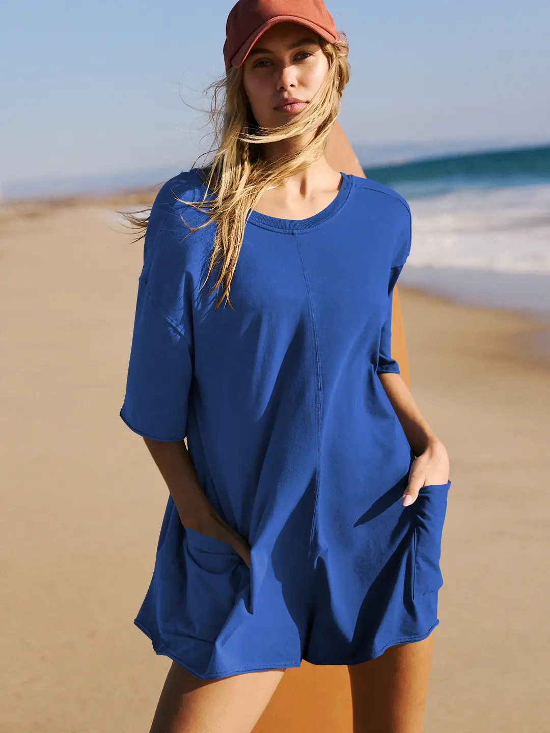 Blue 2024 Summer V-Neck Pocket Jumpsuit for Women - Image 7