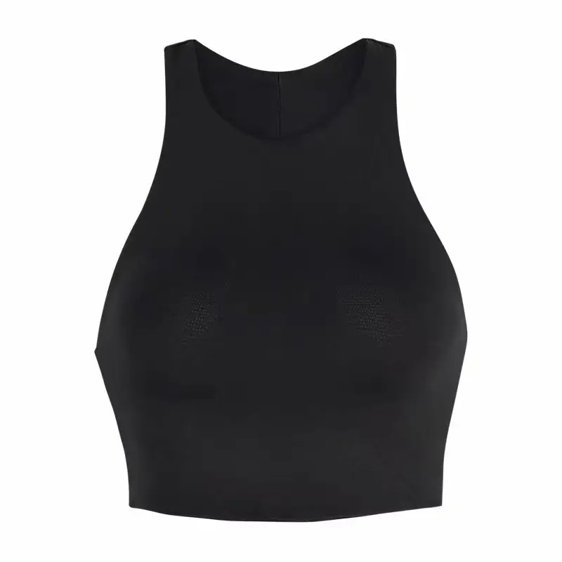 Women's Black I-Shape Sports Vest with Lace Trim - Image 7