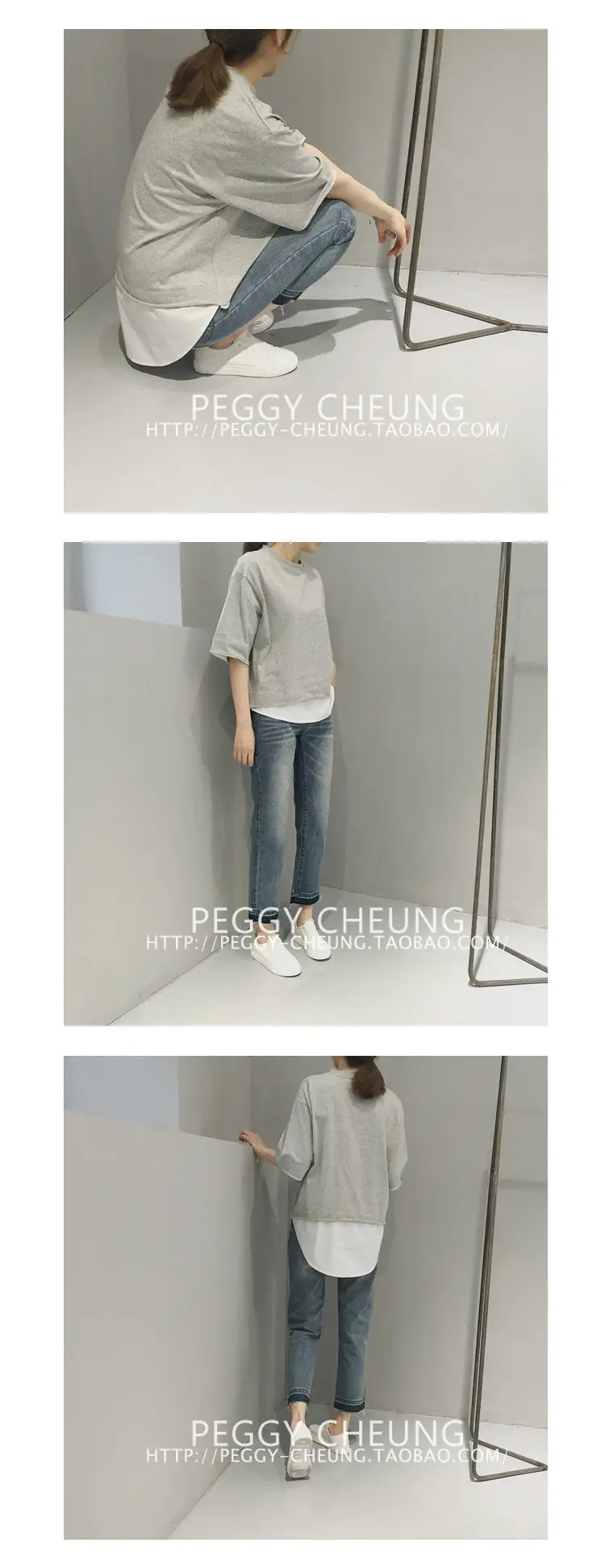 2020 Summer Loose Grey T-Shirt Short Sleeve Korean Style — feature 1