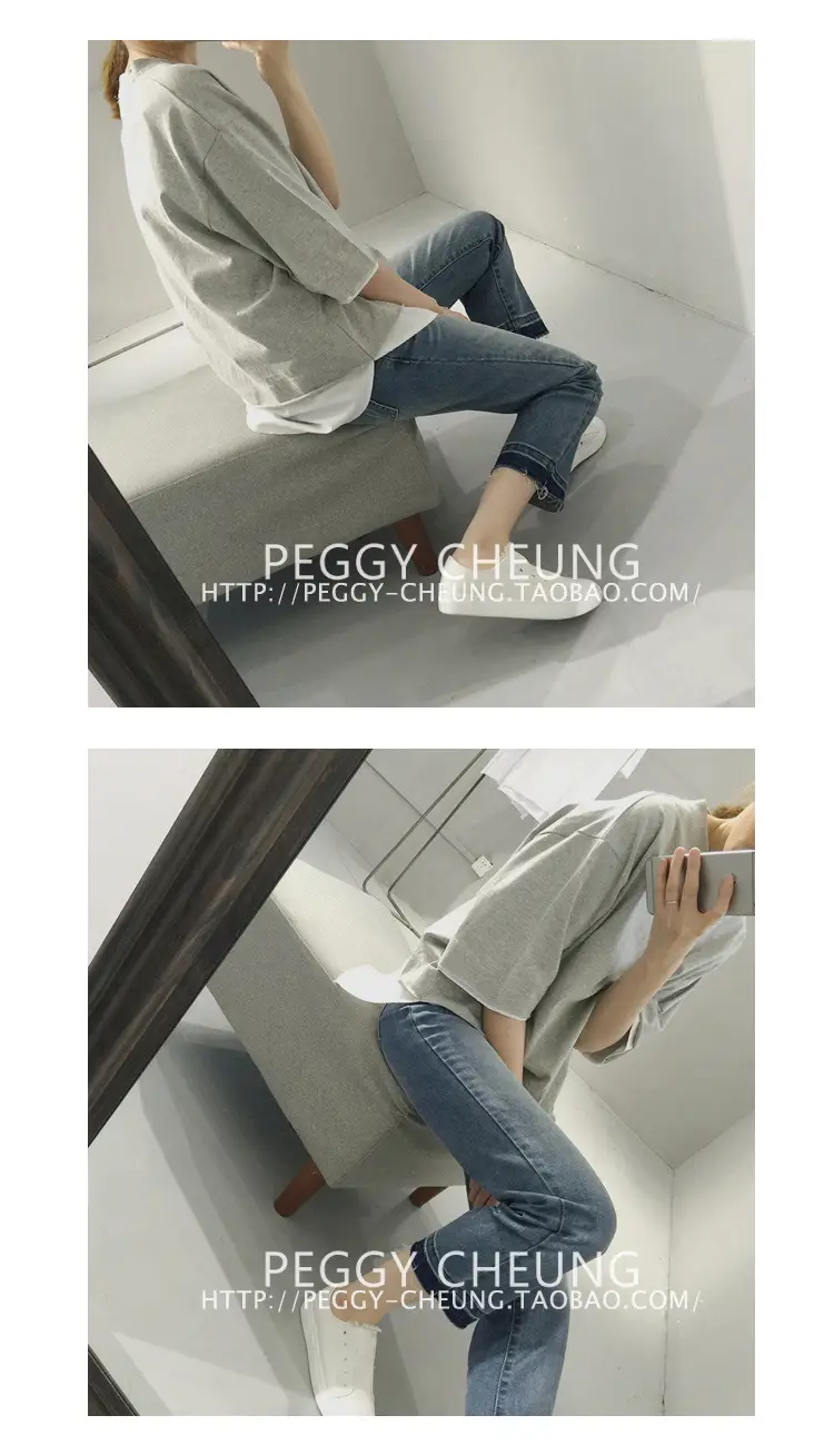 2020 Summer Loose Grey T-Shirt Short Sleeve Korean Style — feature 4