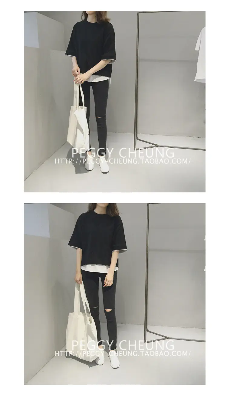 2020 Summer Loose Grey T-Shirt Short Sleeve Korean Style — feature 7