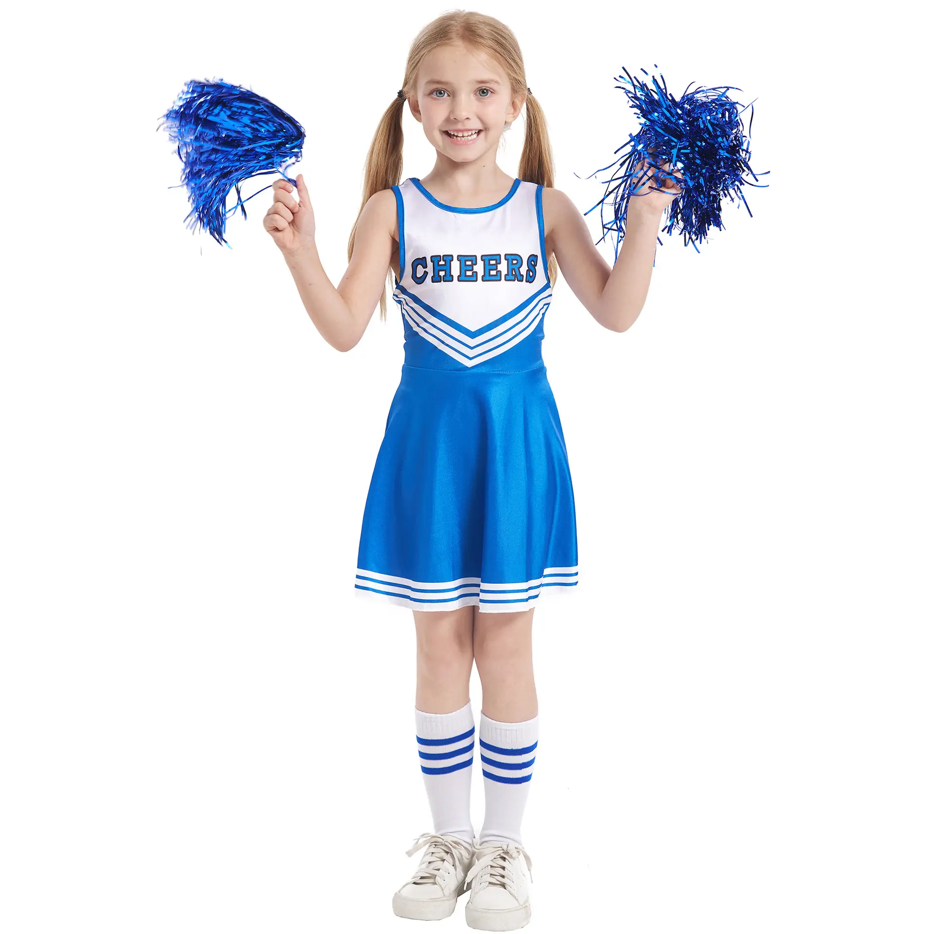 Kids Cheerleader Red Dress Stage Costume School Performance
