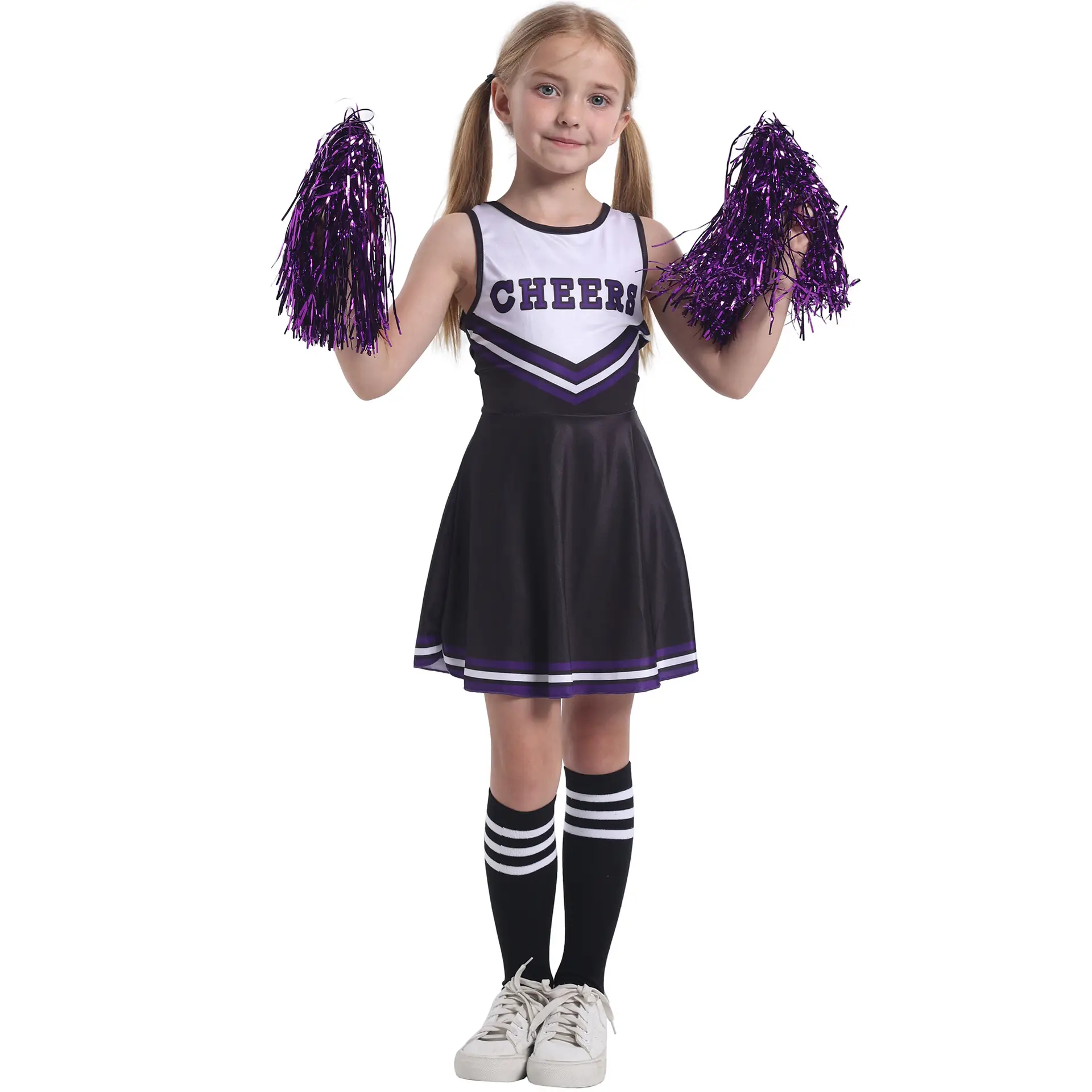 Kids Cheerleader Red Dress Stage Costume School Performance