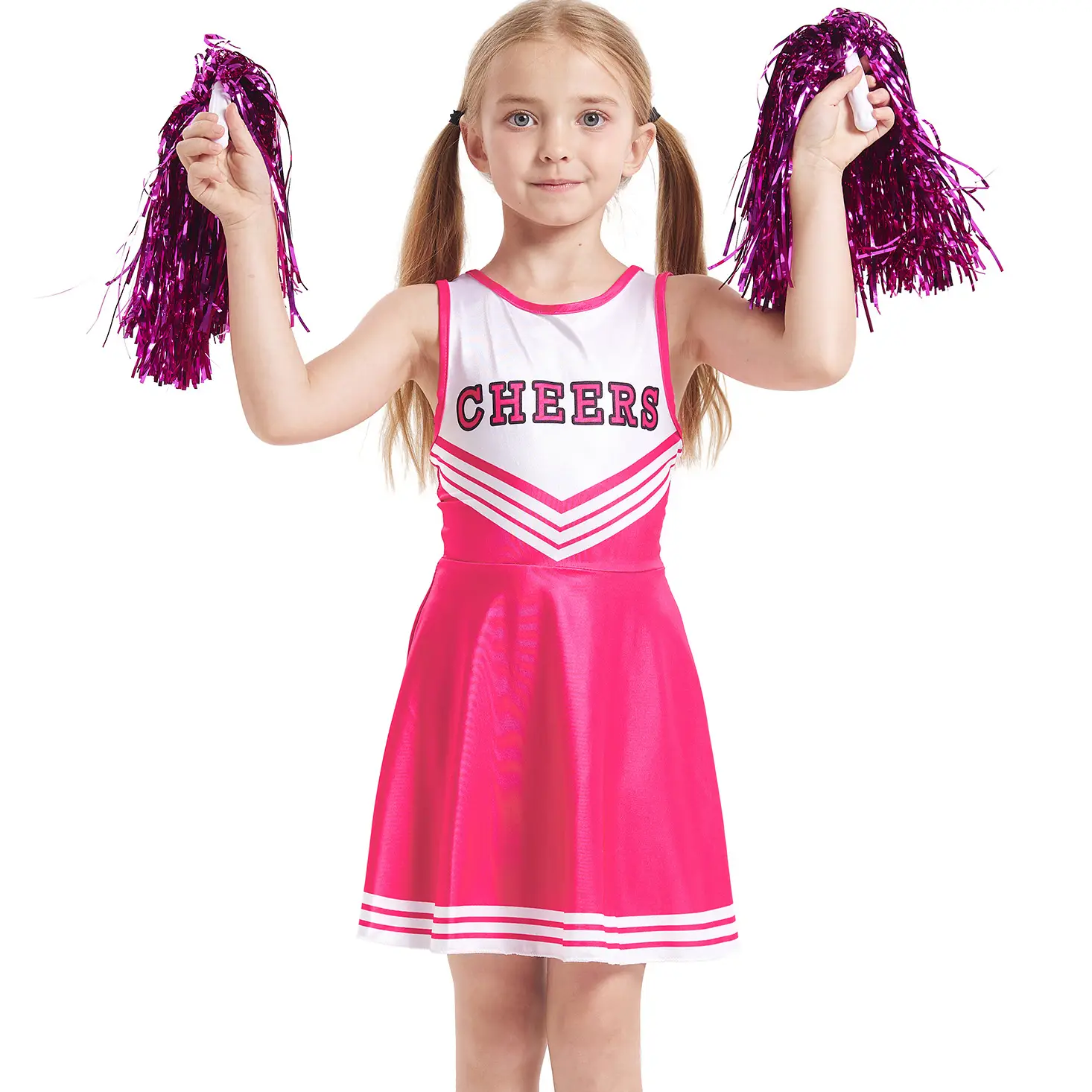 Kids Cheerleader Red Dress Stage Costume School Performance