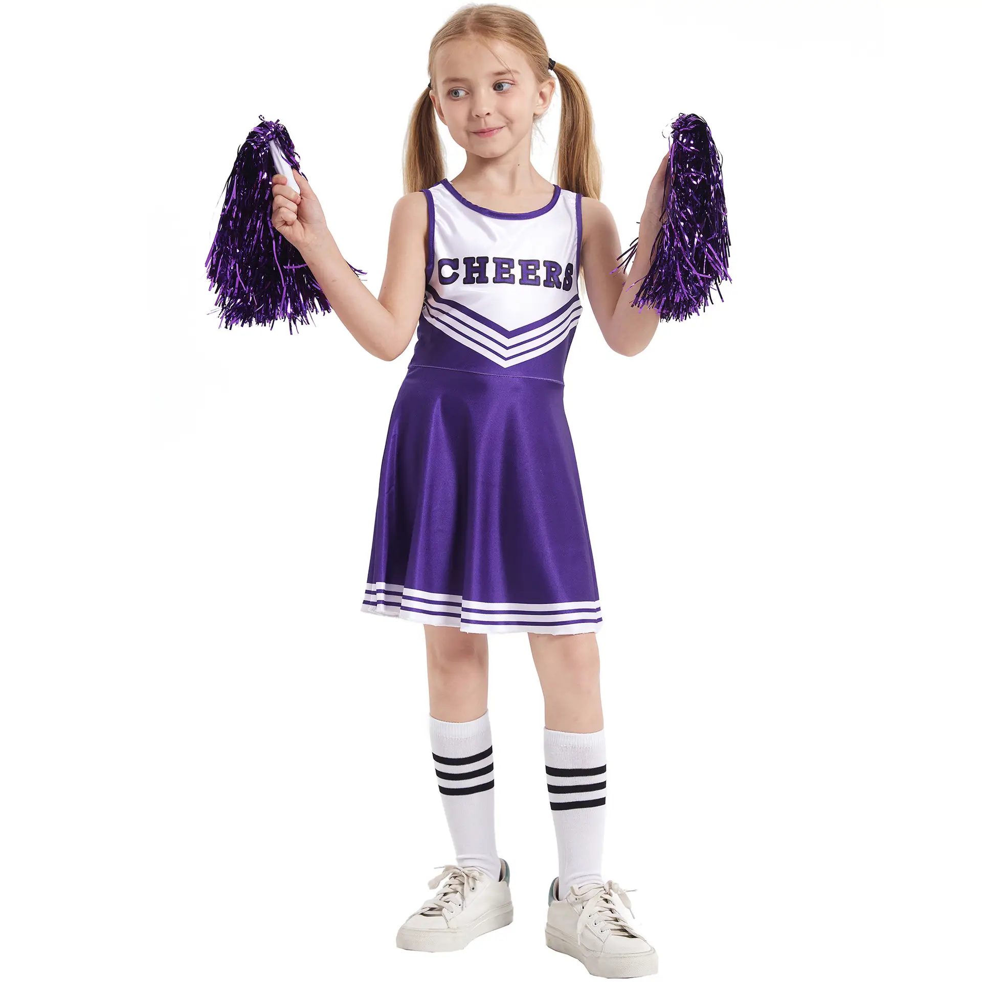 Kids Cheerleader Red Dress Stage Costume School Performance