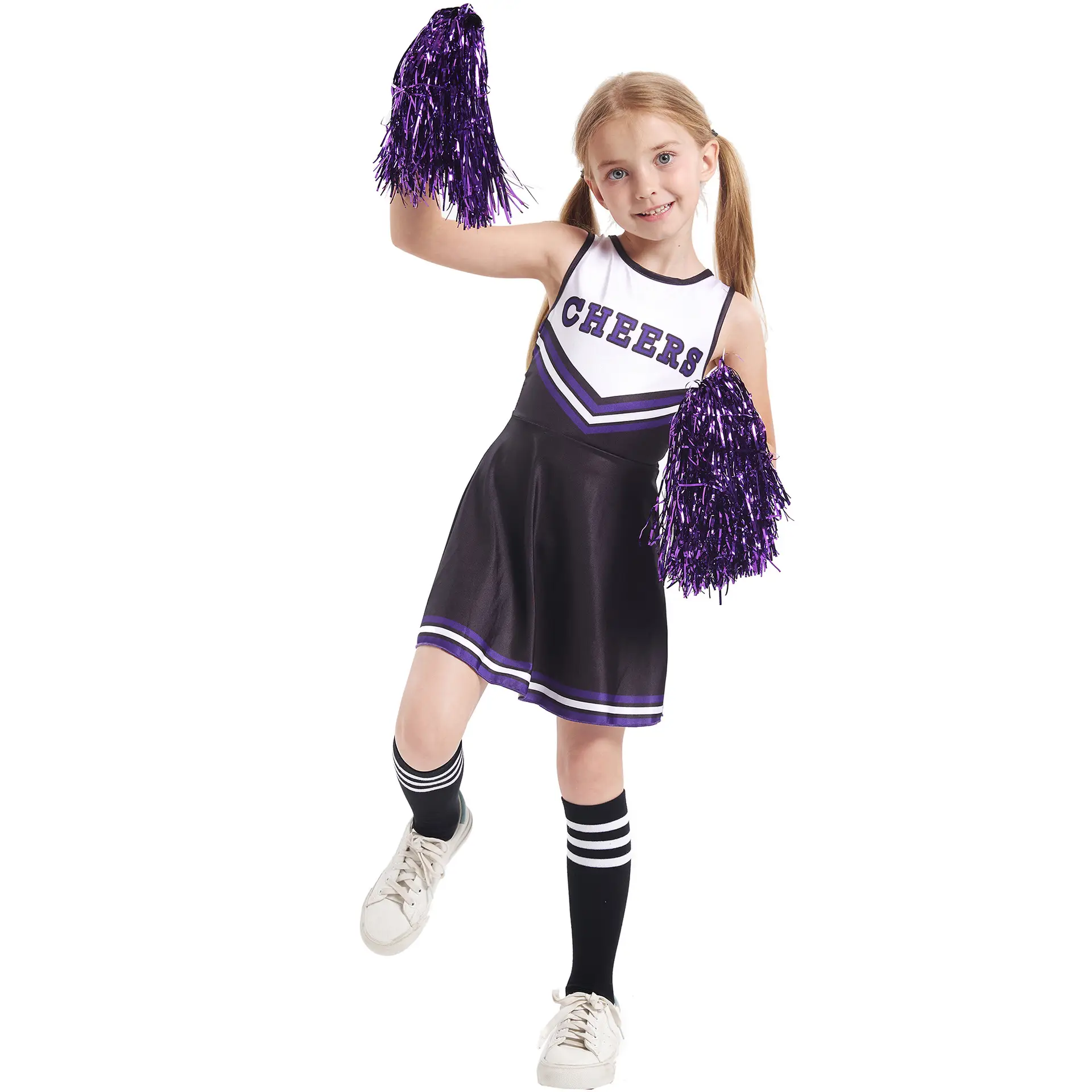 Kids Cheerleader Red Dress Stage Costume School Performance