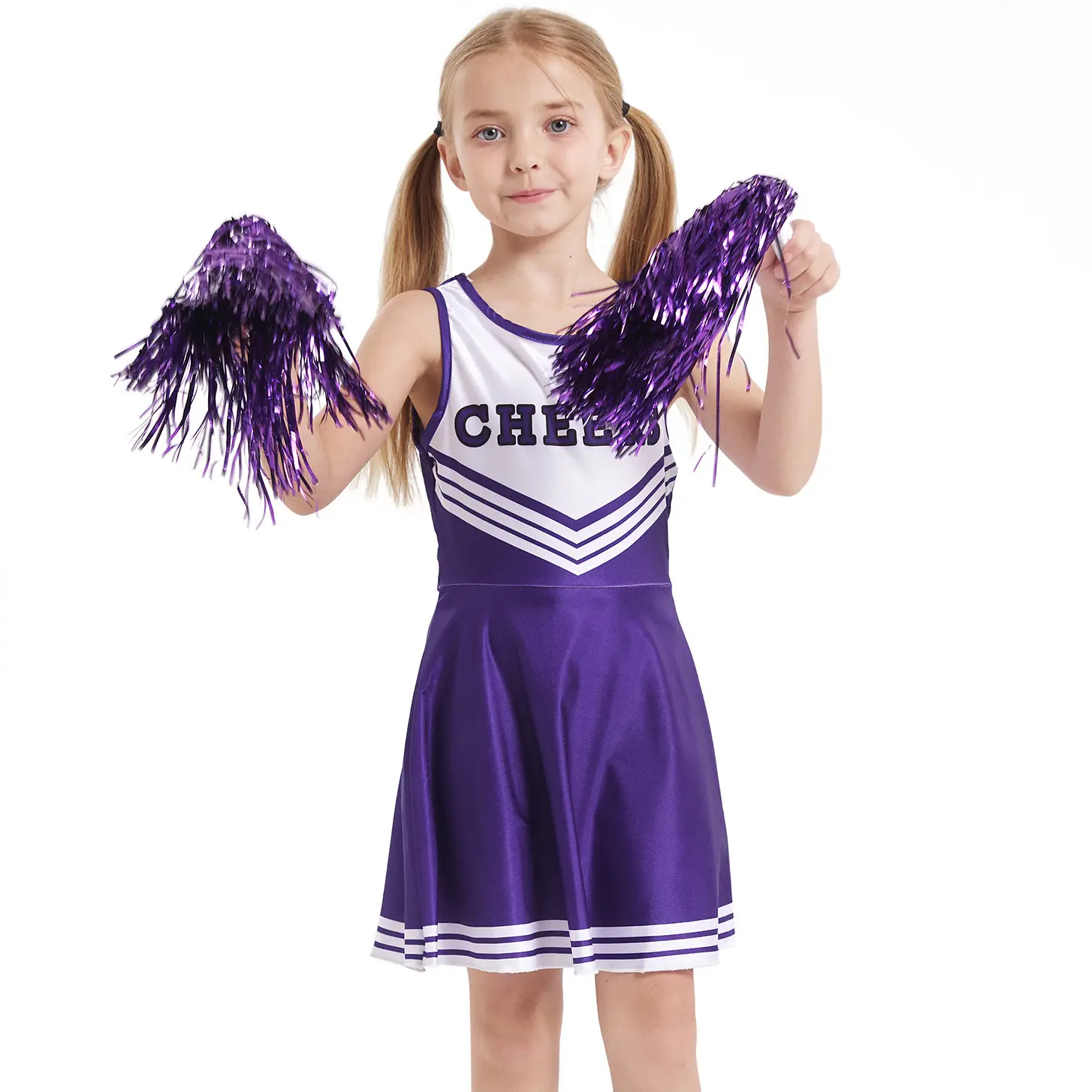 Kids Cheerleader Red Dress Stage Costume School Performance