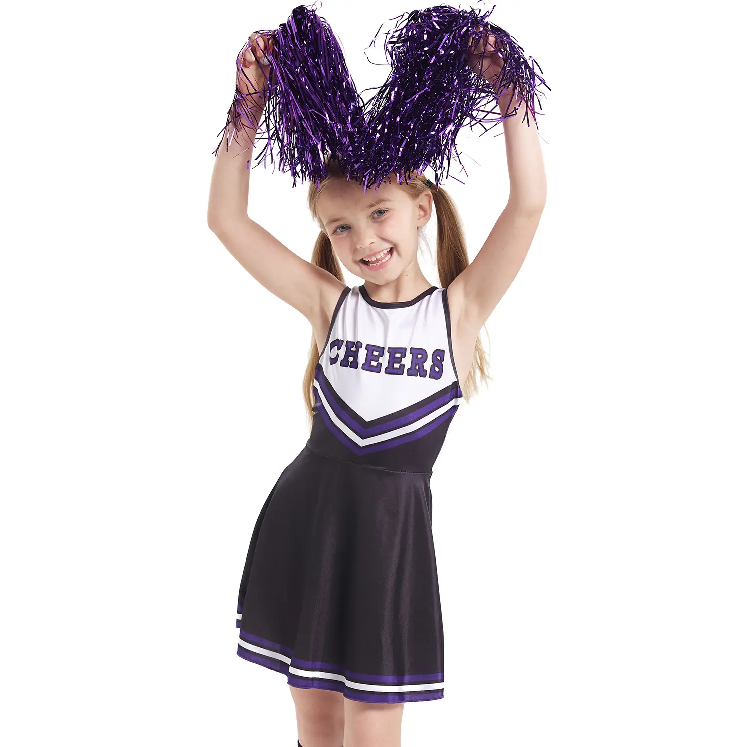 Kids Cheerleader Red Dress Stage Costume School Performance