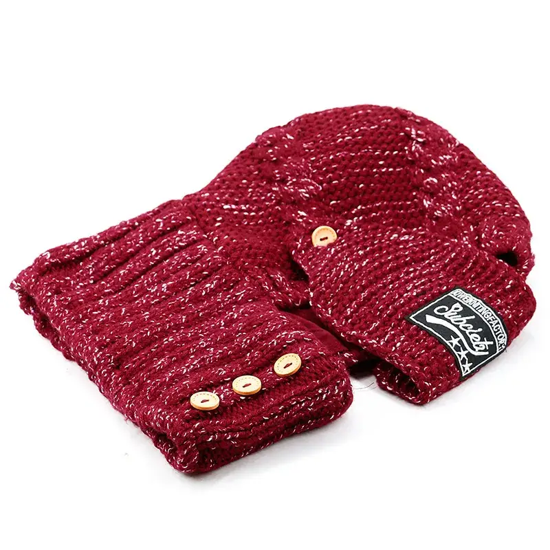 Women's Pink Wool Ski Cap with Button Closure - Image 10