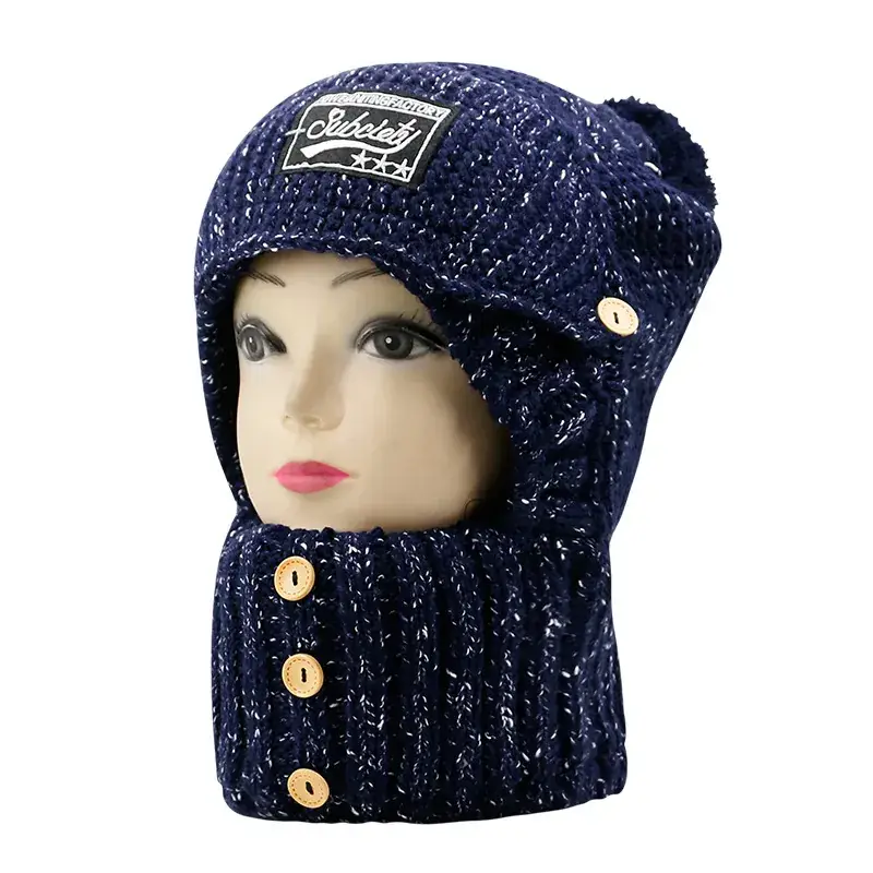 Women's Pink Wool Ski Cap with Button Closure - Image 2