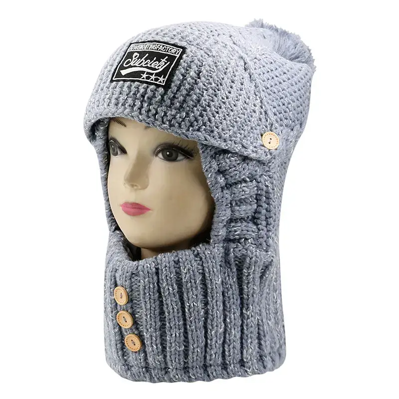 Women's Pink Wool Ski Cap with Button Closure - Image 4