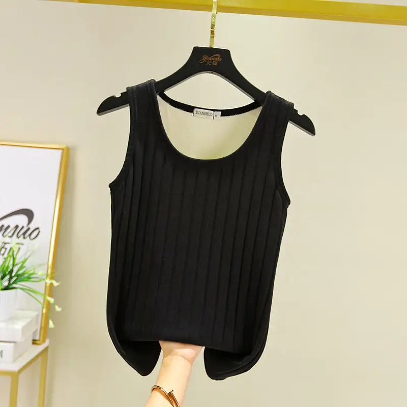 Black Fleece Lined Warm Vest for Women - Image 3