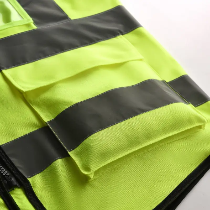Reflective Safety Vest with Multi-Pockets & Logo Print - Image 8