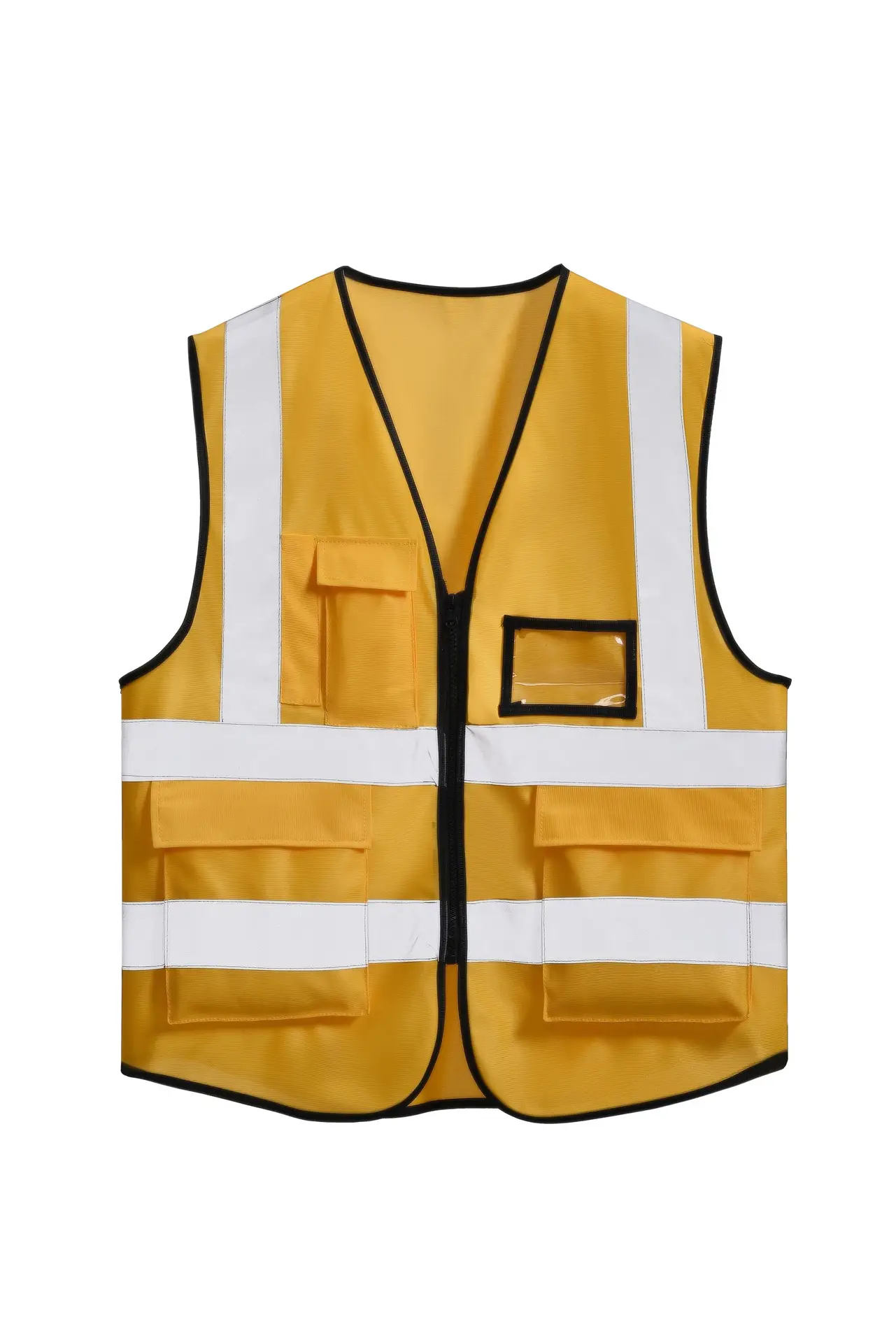 Reflective Safety Vest with Multi-Pockets & Logo Print - Image 2