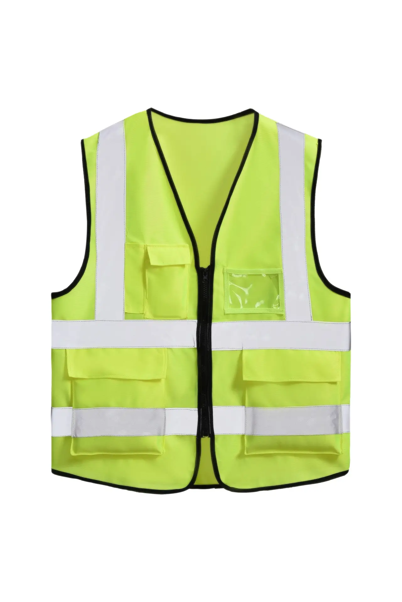 Reflective Safety Vest with Multi-Pockets & Logo Print - Image 3