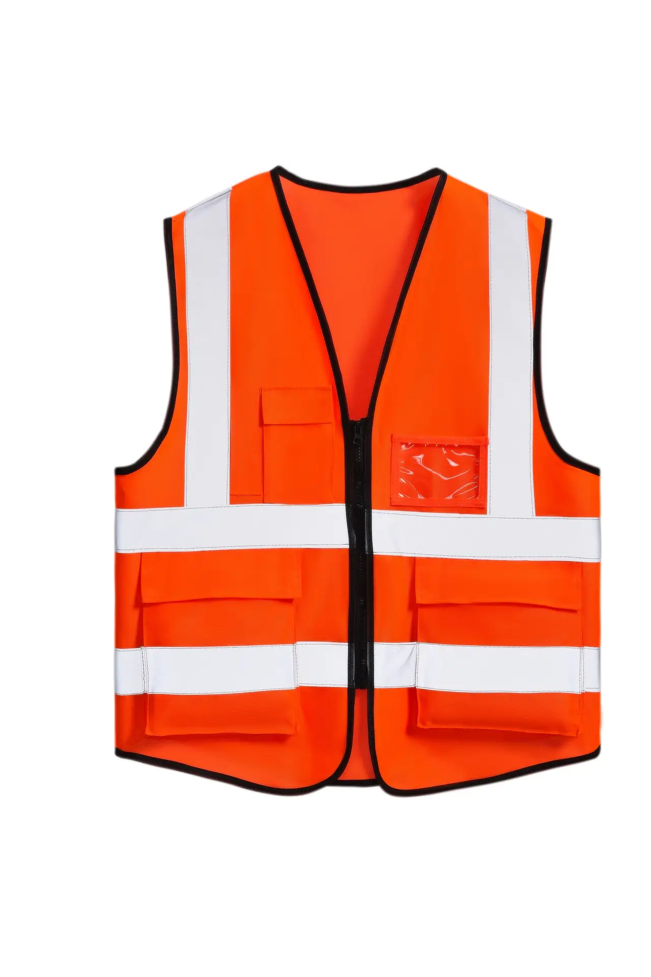 Reflective Safety Vest with Multi-Pockets & Logo Print - Image 5