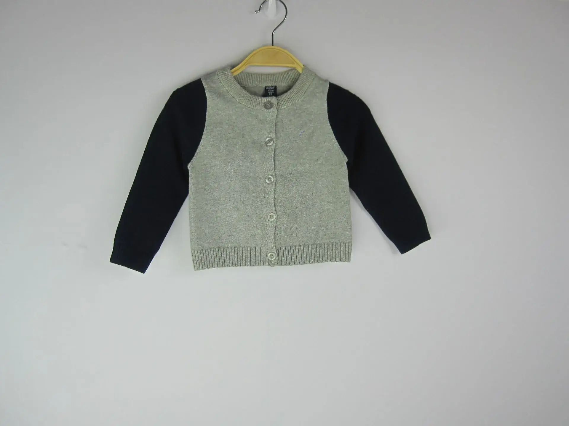 Men's Grey Knit Cardigan Black Sleeves