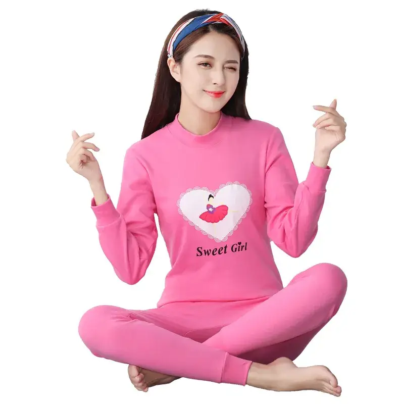 Girls Pink Pajamas Set with Cute Bunny Design