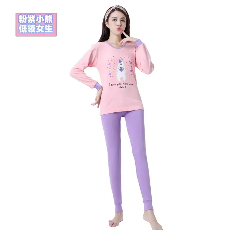 Girls Pink Pajamas Set with Cute Bunny Design