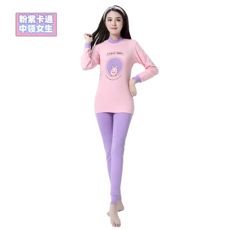 Girls Pink Pajamas Set with Cute Bunny Design