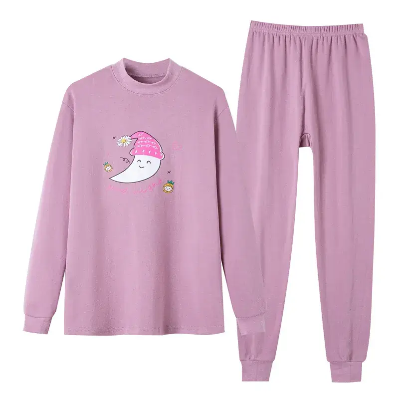 Girls Pink Pajamas Set with Cute Bunny Design